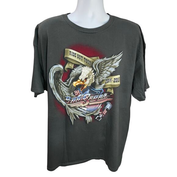 Bob Seger & The Silver Bullet Band T-Shirt 2XL 2014 Tour – Eagle Flag Graphic - Picture 1 of 9